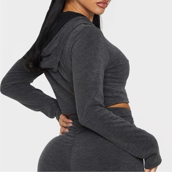 PLT Shape Ribbed Loungewear Set Gray 4 - Picture 4 of 16